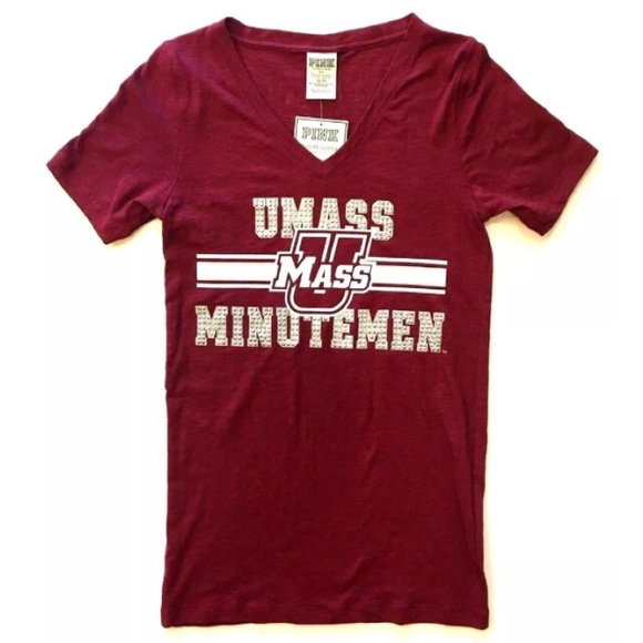 T-shirt Victoria's Secret PINK – UMASS – Col V – Neuf Avec étiquettes